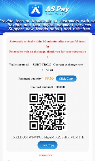 Step 3: Proceed to open your USDT virtual wallet to transfer money using this QR code