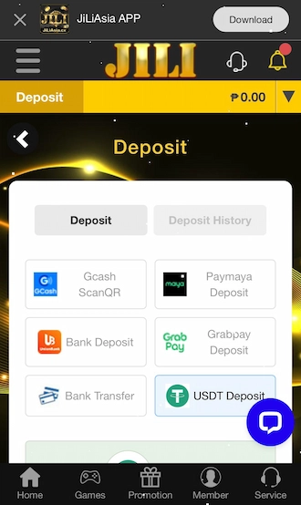 Step 1: Select the USDT deposit method