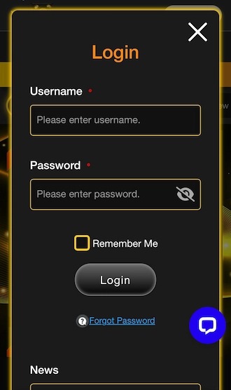 Step 2:  Bettors, please provide accurate account login information. Specifically, fill in the username and password.